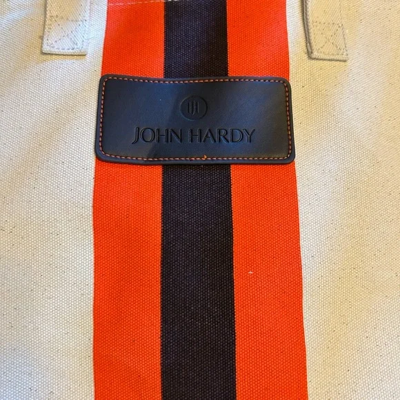 John Hardy Brown & Orange Striped Canvas Tote Bag NWOT - Picture 10 of 10